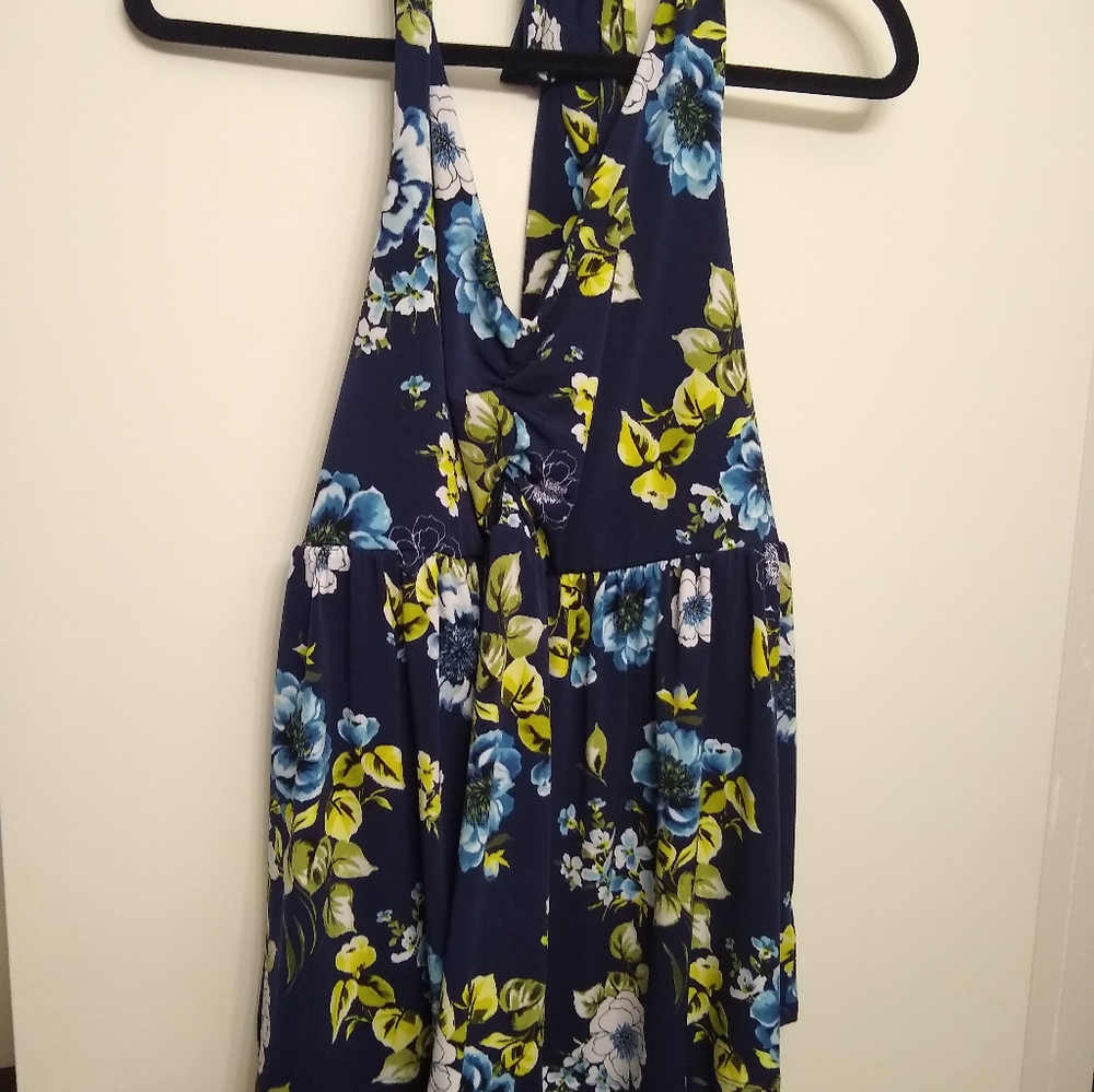 Torrid Size 2 Blue Green Floral Halter Top